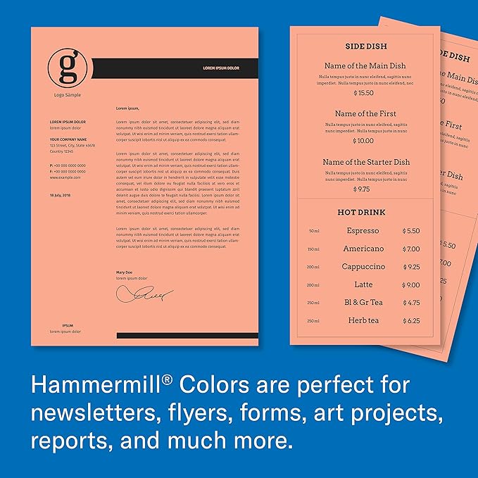 Hammermill Colored Paper, 20 lb Salmon Printer Paper, 11 x 17 - Made in the USA, Pastel Paper, 102103R - 1 Ream (500 Sheets)