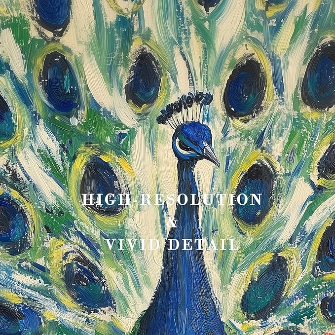 Kizbook Vintage Peacock Wall Art Prints, Colorful Peacock Oil Painting, Boho Bird Wall Decor Pictures for Gallery Bedroom Bathroom Wall Decor(8" x 10"-UNFRAMED)