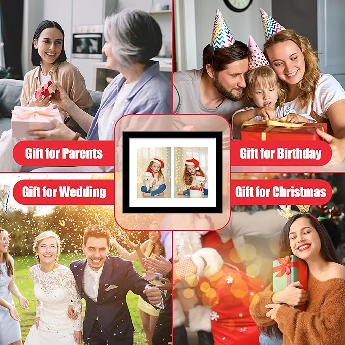 VIOLABBEY 8x10 Collage Picture Frame,Fits 4x6 Double Photos with Mat or One 8x10 Pictures without Mat for Wall or Tabletop