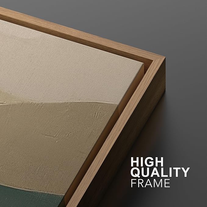SIGNWIN Framed Canvas Print Wall Art Set Green and Beige Abstract Mountain Landscape Illustrations Modern Art Minimal Boho Relax/Calm for Living Room, Bedroom, Office - 24"x36"x2 Natural