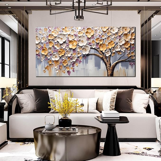 Tree Pictures for Living Room - Colorful Wall Art for Bedroom - Large Modern Canvas Wall Art for Office Size 29" x 59"