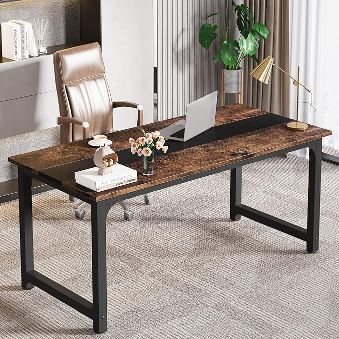 LITTLE TREE 70.8 Inch Large Executive Office Desk, Simple Computer Workstation with 31.5 inch Wide Desktop for Home Office
