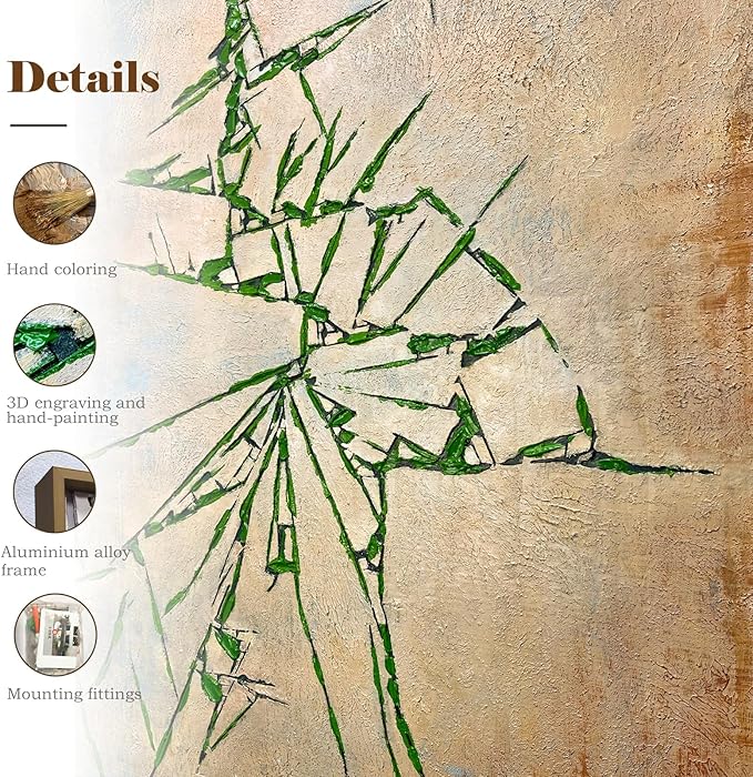 BrightA Muscular texture wall art - Abstract hand-painted large-scale relief decorative items - Unique artistic wall creation for living room and study area 27.5"x39.4"