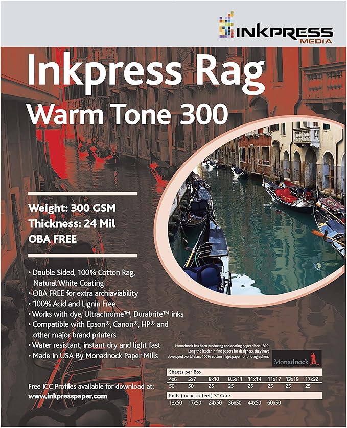 INKPRESS MEDIA 300 GSM, 23 Mil, 84 Percent Bright, Double Sided Photo Paper (#PRWT300111425)