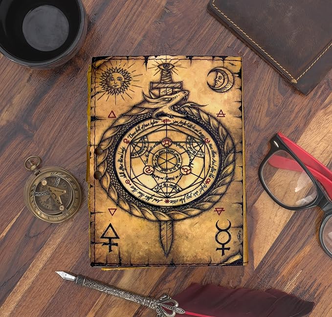 Blank Spell Book of Shadows Journal Witchcraft Supplies Witch Spell for Men & Women 200 Pages with Lock Clasp Vintage Handmade Deckle Edge Paper, Leather Sketchbook, Drawing Journal, Leather Journal,