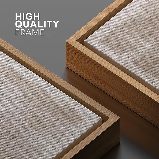 SIGNWIN Framed Canvas Print Wall Art Faded Textured Brown & White Color Blocks Abstract Illustrations Minimalism Contemporary Nordic Decorative for Living Room, Bedroom, Office - 16"x24" Natural