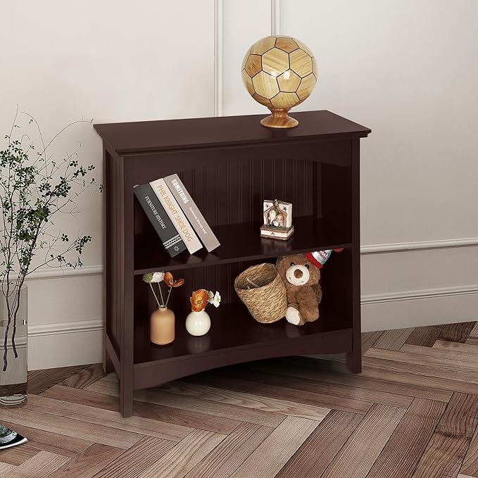 eHemco 2 Tier Bookcase with 2 Arched Supports, 29 Inches, Cherry