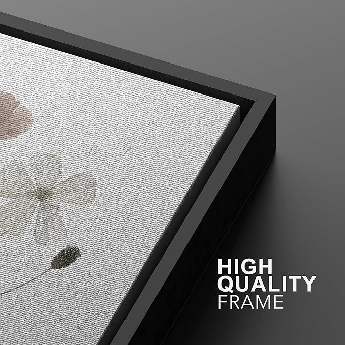 MUDECOR Framed Canvas Print Wall Art Watercolor Wildflower Art Print, Floral Botanical Prints, Minimalist Art, Modern Farmhouse for Bedroom - 24"x36"x3 Black