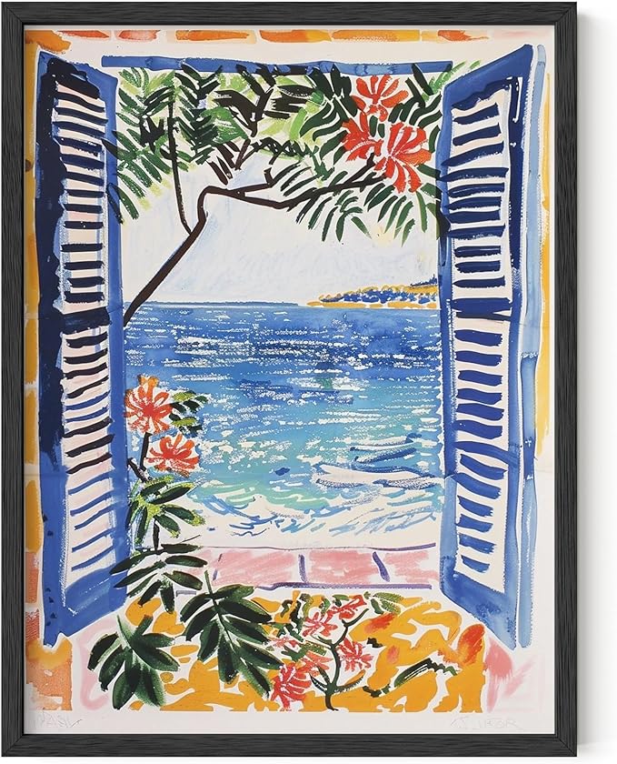 HAUS AND HUES Floral Art Wall Decor - Wildflowers Wall Art for Living Room, Floral Artwork for Bedroom Walls, Flower Painting for College Girls Dorm Room (Open Doors, Black Frame, 12x16)