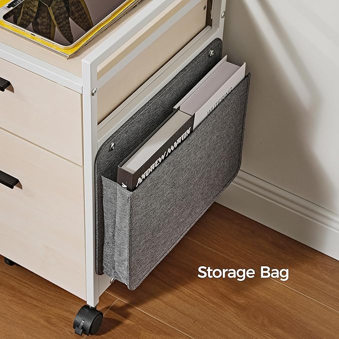 EUREKA ERGONOMIC 2-Drawer Mobile File Cabinet with Wheels, Solid Wood Rolling Storage Cabinet for Home Office, Space-Saving Under Desk Organization with Printer Stand,White