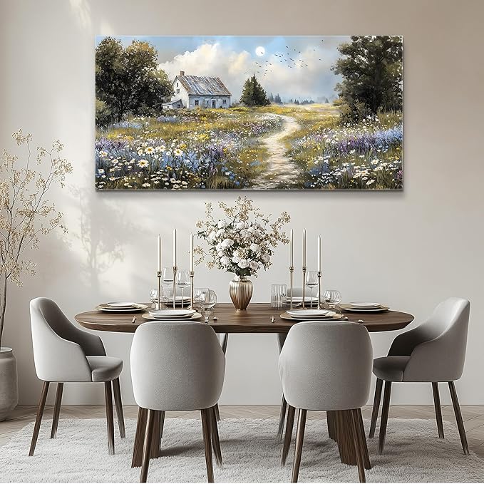 FUHAIHUA Large Wall Decor For Living Room Canvas Wall Art For Office Modern Wall Decorations For Bedroom Farmhouse Landscape Painting Countryside Pictures Artwork Room Home Decor 24x48 In