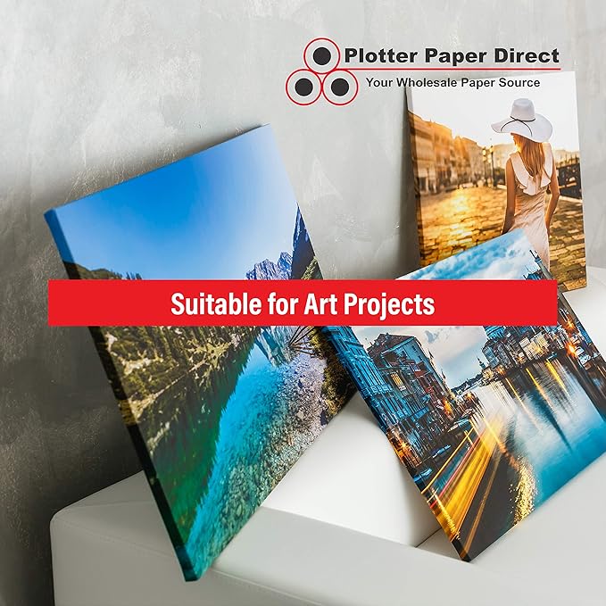 Plotter Paper Direct 17in x 75ft Premium Polyester Matte Canvas Roll, 500 Denier, Quick Dry, Wide Format Inkjet Printer Compatible, Perfect for Fine Art, Photography, Archival Quality Prints