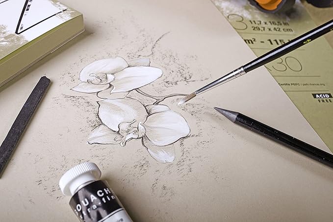 Clairefontaine Paint'ON Multi-Technique Naturel Pad, 250 g, A2, 30 Sheets