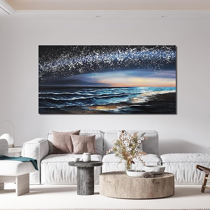 Canvas Wall Art Decor Wall Art Pictures for Living Room Coastal Beach Wall Art Decor Wall Art Prints Starry Nights Canvas Modern Art Wall Decor Art Work for Home Office Kitchen Wall Decor 20" X 40"