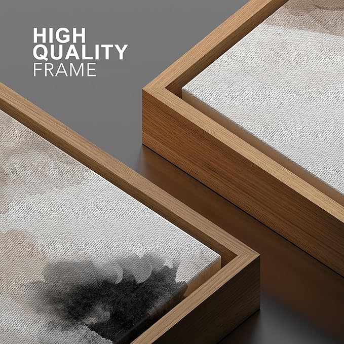 SIGNWIN Framed Canvas Print Wall Art Faded Textured Brown & White Color Blocks Abstract Illustrations Minimalism Contemporary Nordic Decorative for Living Room, Bedroom, Office - 16"x24" Natural