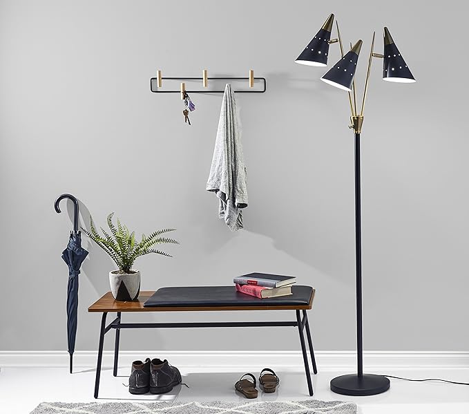 Adesso 3249-01 Floor-Lamps, Black/Antique Brass