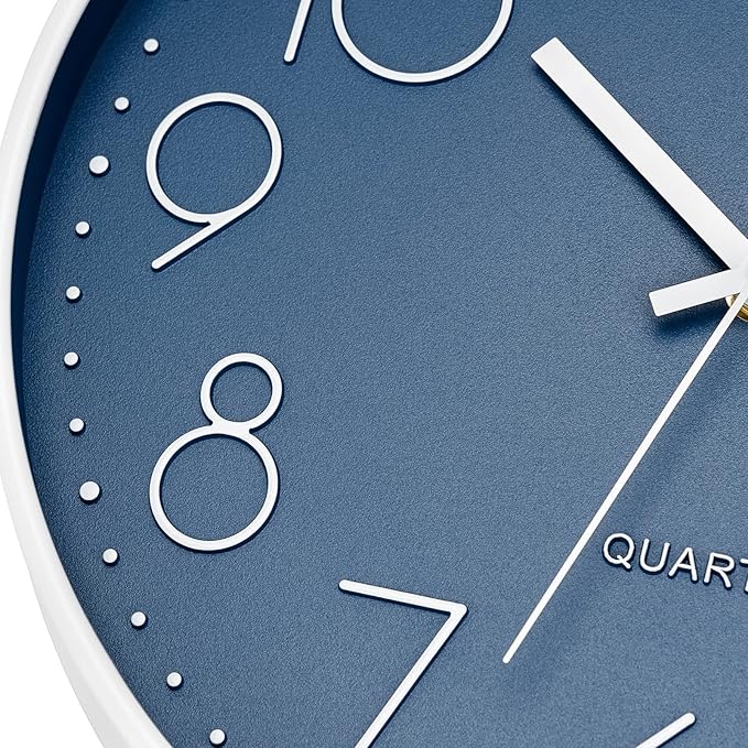 Foxtop 14 Inch Wall Clock Silent Non-Ticking Battery Operated Round Quartz Modern Wall Clock Decorative for Living Room Bedroom Kitchen Home Office (Cerulean)