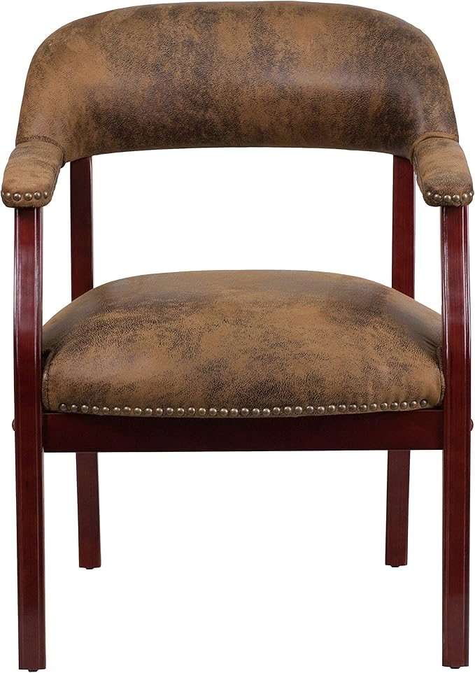 Flash Furniture Diamond Bomber Jacket Brown Luxurious Conference Chair with Accent Nail Trim