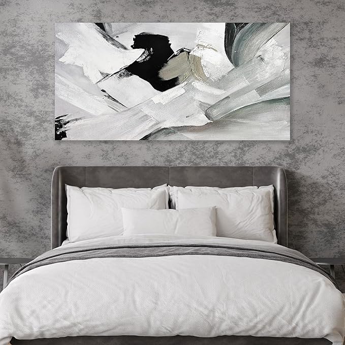 Abstract Wall Art Home Wall Decor Black White and Grey painting Abstract Canvas Art Framed Artwork Modern Home Wall Decor for Living Room Bedroom Office 20"x40"