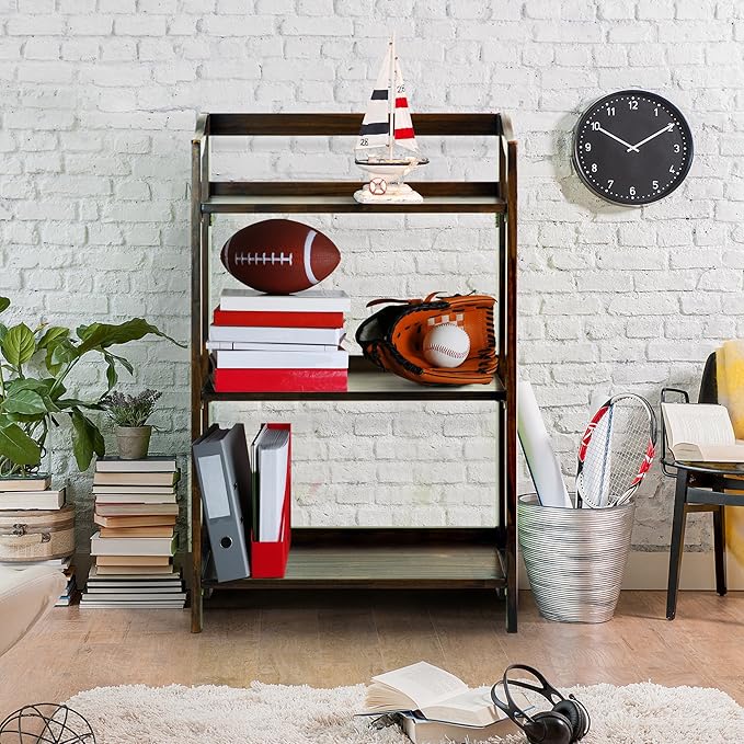 Casual Home Stratford 3-Shelf Folding Bookcase-Warm Brown