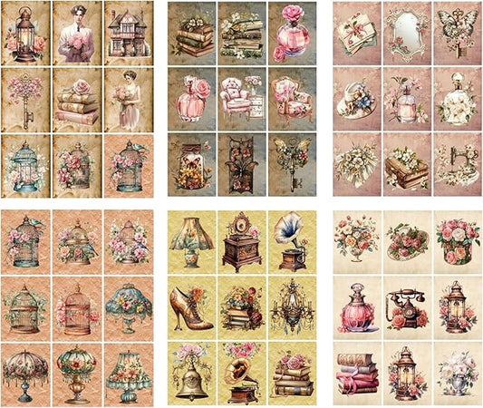 Generic Paper Moon Media: Bundle of 6 Pages of Antique Tags 8.5 x 11, 6 Sheets for Journals, Scrabpooking, ATC, Card Making etc, Collage Sheet Bundle, DYI Crafts, Single Sided Prints, 717232