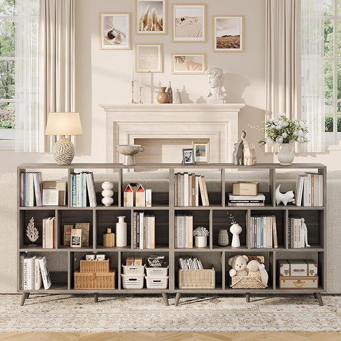 10 Cube Bookshelf, 3 Tier Wooden Book Shelf, Modern Black Short Bookcase with Solid Wood Legs, Small Book Cases Vintage Wide Storage Organizer with Open Shelf for Kids, Small Spaces, Bedroom, Office