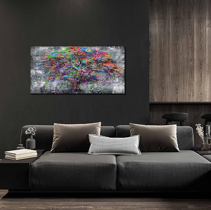 SIXTTART Tree of Life Wall-Art - Forest Wall Art - Abstract Canvas Wall Art for Living Room Graffiti Art Ready to Hang Size 40" x 20"
