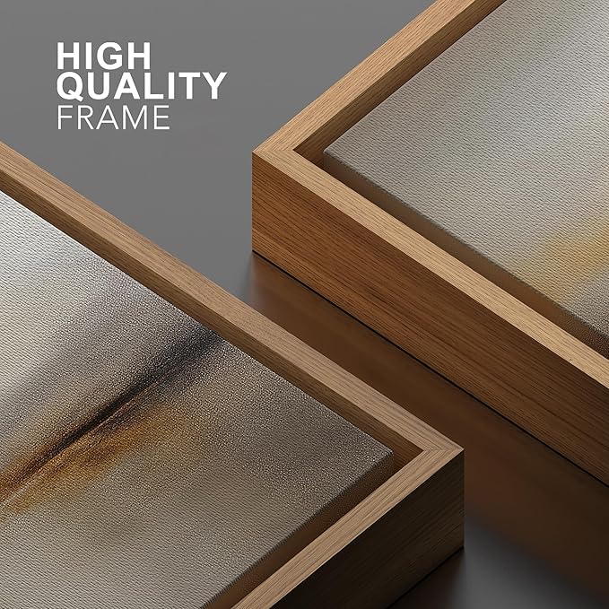 SIGNWIN Framed Canvas Print Wall Art Golden Brown Abstract Water Landscape Illustrations Minimalism Decorative for Living Room, Bedroom, Office - 16"x24" Natural