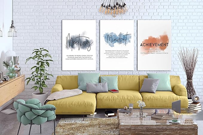 3 Piece Motivational Office Canvas Wall Art - Modern Quotes Framed Artwork for Women Inspirational Home Office Decor - Ready to Hang, 24"x36" x 3 Pcs