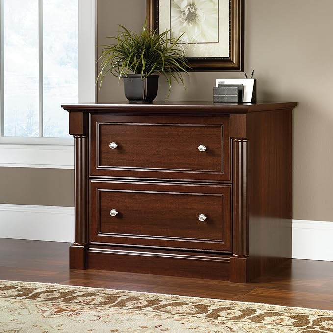 Sauder Palladia Lateral File and Library with Doors/Book Shelf, Select Cherry Finish