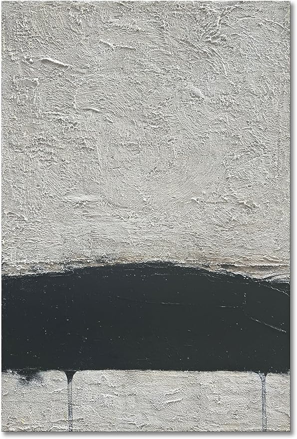 NANKAI Hand-Painted Minimalism Black and Gray Art Oil Painting Canvas Abstract Oil Painting Wall Art 36x24 Inch Home Wall Decoration