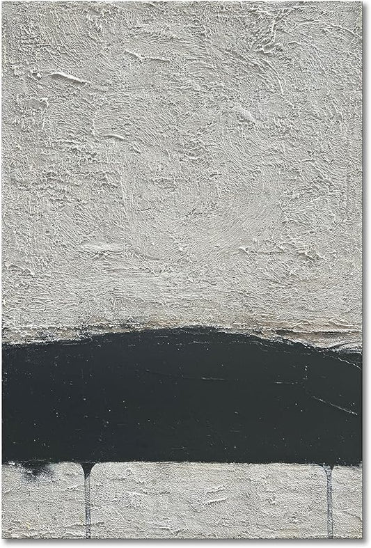 NANKAI Hand-Painted Minimalism Black and Gray Art Oil Painting Canvas Abstract Oil Painting Wall Art 36x24 Inch Home Wall Decoration