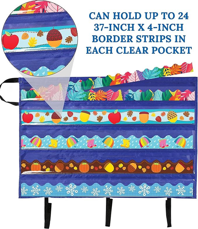 Carson Dellosa Teacher Bulletin Board Border and Bulletin Board Storage Pocket Charts Pack, Border Storage and Bulletin Board Holder, Classroom Teaching Supplies Storage Solutions