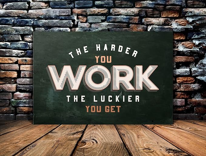 The Harder You Work The Luckier You Get - Inspirational Office Quotes Canvas Wall Art Black and White Positive Affirmations Wall Decor Artwork for Walls HD Print Framed Ready to Hang-36 Wx24 H