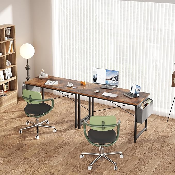 OLIXIS Computer Desk 47 Inch Home Office Desks for Small Spaces, Gaming Writing Study Work Table with Storage Bag for Bedroom, Rustic Brown