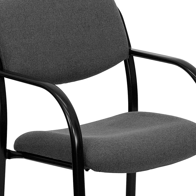 Flash Furniture Richie Gray Fabric Executive Side Reception Chair with Sled Base