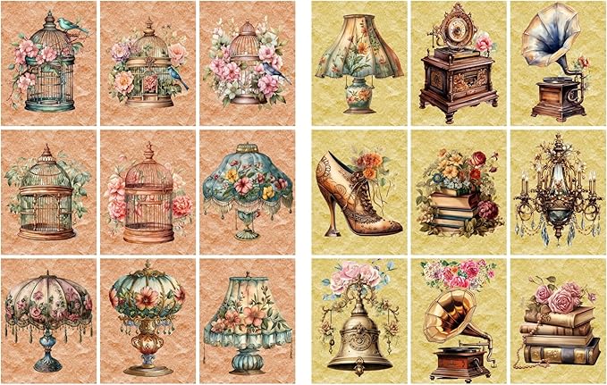 Generic Paper Moon Media: Bundle of 6 Pages of Antique Tags 8.5 x 11, 6 Sheets for Journals, Scrabpooking, ATC, Card Making etc, Collage Sheet Bundle, DYI Crafts, Single Sided Prints, 717232