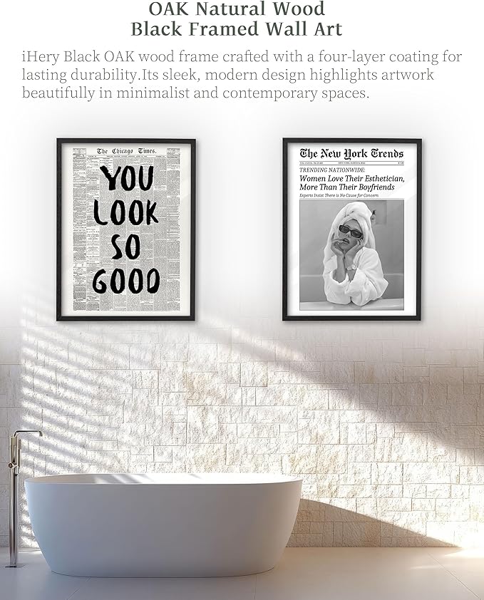 iHery Premium Natural Black OAK Wood 16x20in Trendy Framed Wall Art, Vintage Women Love Their Esthetician,More Than Their Boyfriends Canvas Wall Decor For Salon Dorm Bedroom Living Room 1Pack