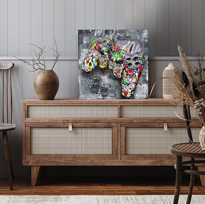 SIXTTART Gaming Wall Decor for Bedroom - Graffiti Wall-Art - Boys Bedroom Decor - Street Canvas Wall Art 20" W x 20" H Stretched And Framed Ready to Hang