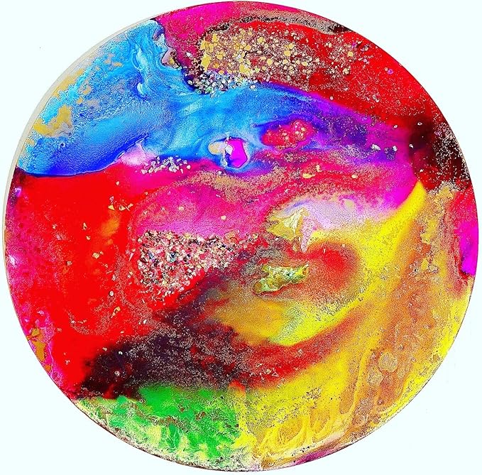 Alcohol Ink Synthetic Paper & Watercolor - Non-Absorbent, Heavy Weight & Tear Resistant - Forgiving - Many Inks Wipe Off Clean for Easy Reuse On White - White EVO Circles Variety Sizes (6 Pack)