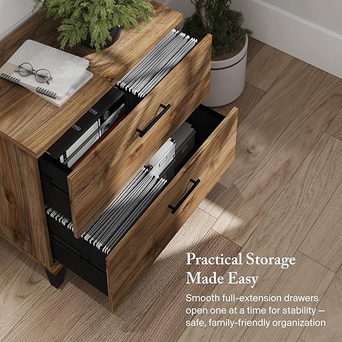Bush Home 2 Drawer Lateral File Cabinet, Letter and Legal-Size Document Storage for Home or Professional Office, Somerset Collection, Fresh Walnut