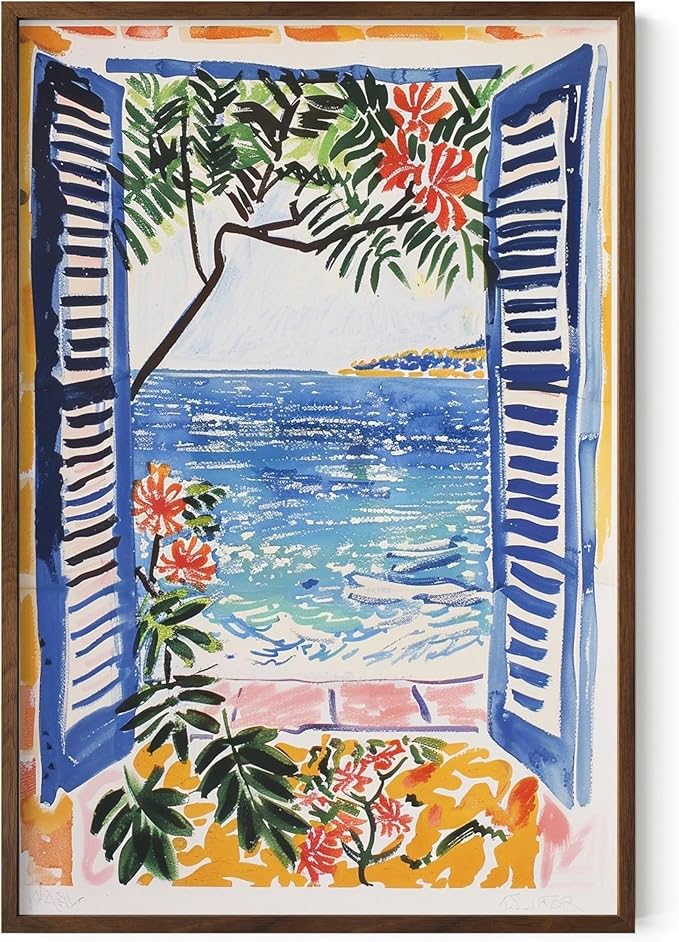 HAUS AND HUES Floral Art Wall Decor - Wildflowers Wall Art for Living Room, Floral Artwork for Bedroom Walls, Flower Painting for College Girls Dorm Room (Open Doors, Walnut Frame, 24x36)