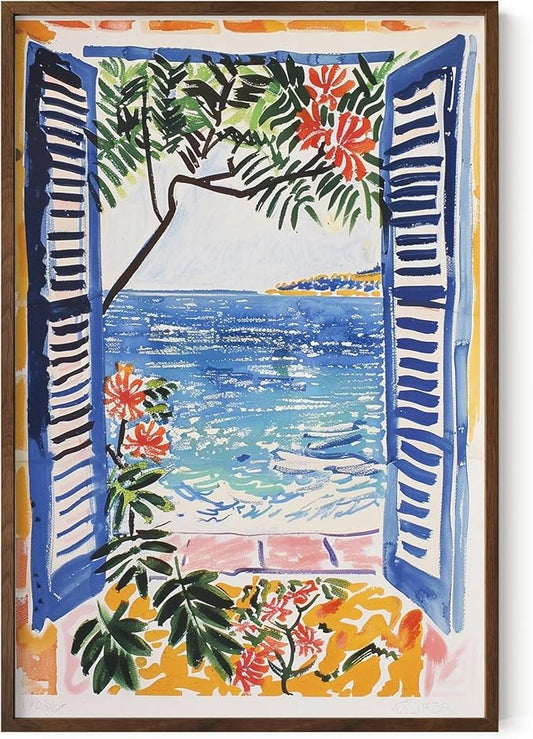 HAUS AND HUES Floral Art Wall Decor - Wildflowers Wall Art for Living Room, Floral Artwork for Bedroom Walls, Flower Painting for College Girls Dorm Room (Open Doors, Walnut Frame, 24x36)