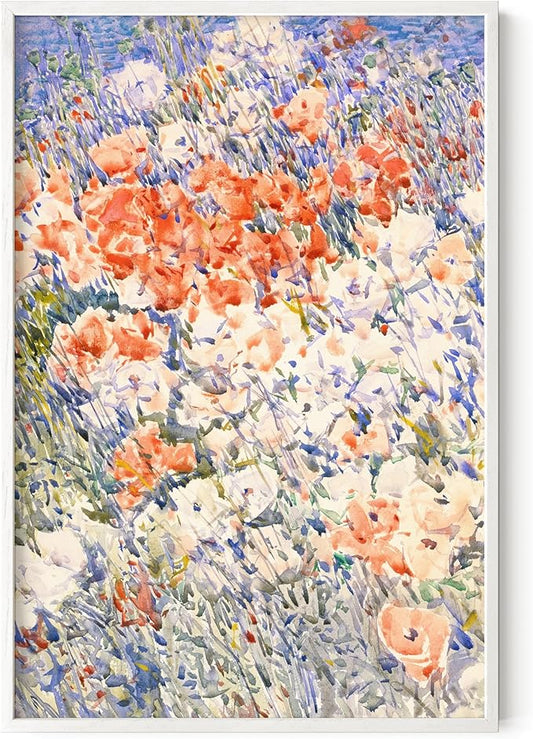 HAUS AND HUES Floral Art Wall Decor - Wildflowers Wall Art for Living Room, Floral Artwork for Bedroom Walls, Flower Painting for College Girls Dorm Room (Multicolored Flowers, White Frame, 24x36)