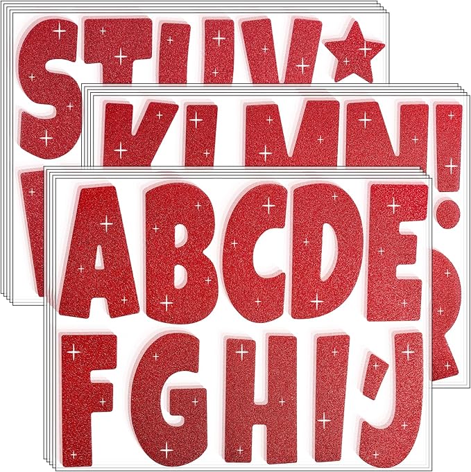 Glitter Bulletin Board Letters for Classroom Alphabet Poster Board Letters for Bulletin Board Display Home School Classroom Decor(Red,4 Inch)