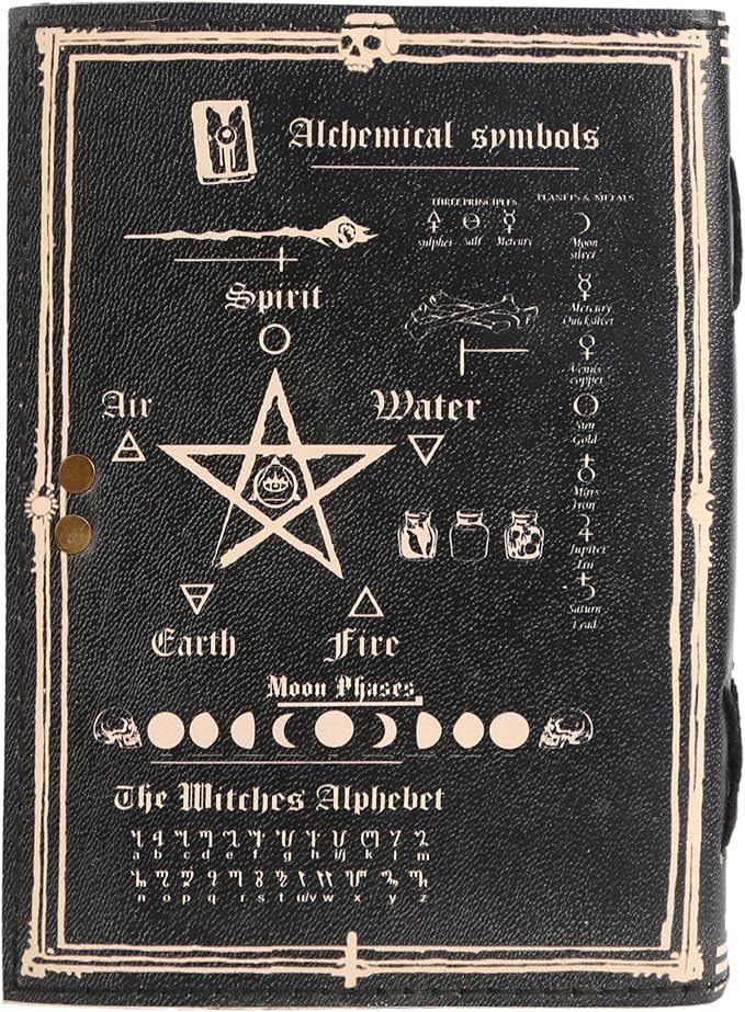 TUZECH Book of Spells Leather Bound Journal Deckle Edge Paper Grimoire Printed Diary Third Eye witchcraft supply and Witch Spell Notebook Antique Vintage Book for Men and Women (The Book Of Dead)