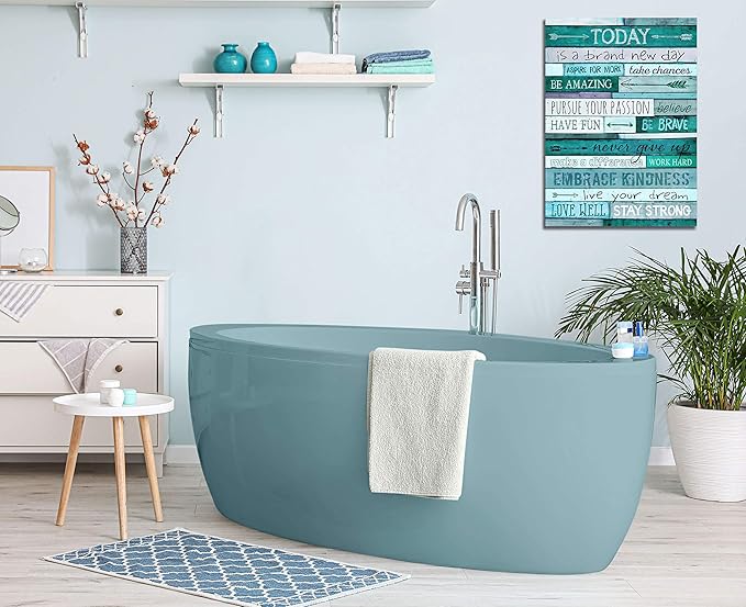 Inspirational Wall-Art - Quotes Office Wall Decor - Teal Wall Decor For Bedroom - Word Artwork For Home Walls With Framed Canvas Art Size 16"x24"