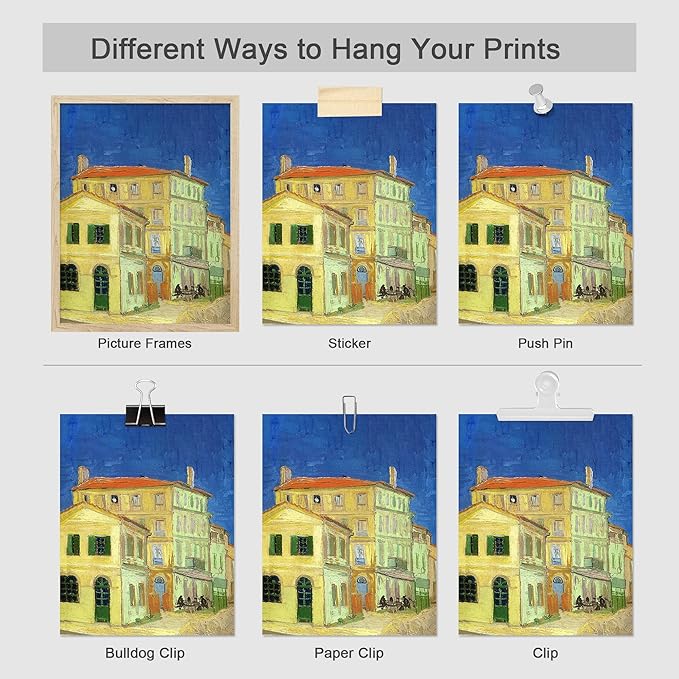 SIGNWIN Adhesive Canvas Poster Bathroom Decor 11"x14"x 8, Wall Art Room Decor Multicolor for Living Room, Bedroom, Office Vincent Van Gogh Sunflower Starry Night Vintage Illustrations Bohemian