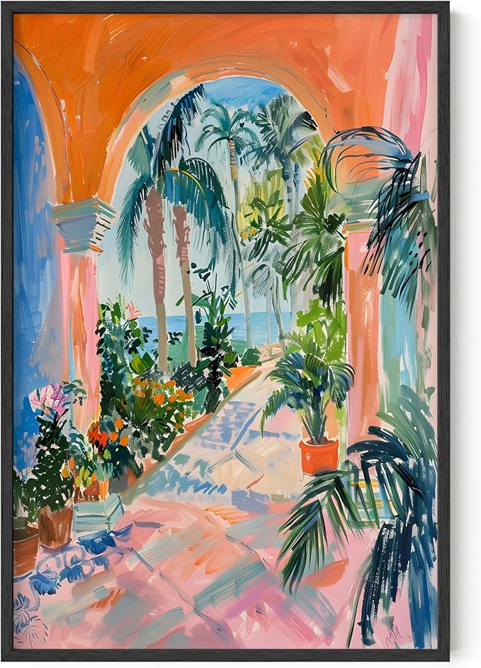 HAUS AND HUES Floral Art Wall Decor - Wildflowers Wall Art for Living Room, Floral Artwork for Bedroom Walls, Flower Painting for College Girls Dorm Room (City Scenery 3, Unframed, 24x36)