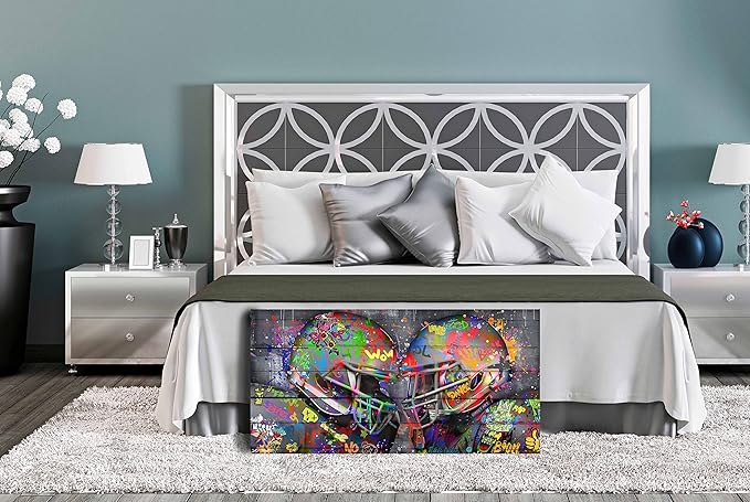 SIXTTART Graffiti Rugby Sports Posters Canvas Wall-Art - American Football Sport For Boy's Room Wall Decor - Football Poster Ready To Hang Size 40" x 20"